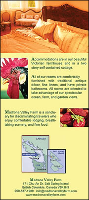 Madrona Valley Bed & Breakfast - Brochure Back